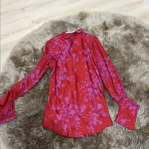 Red and Purple Floral Blouse